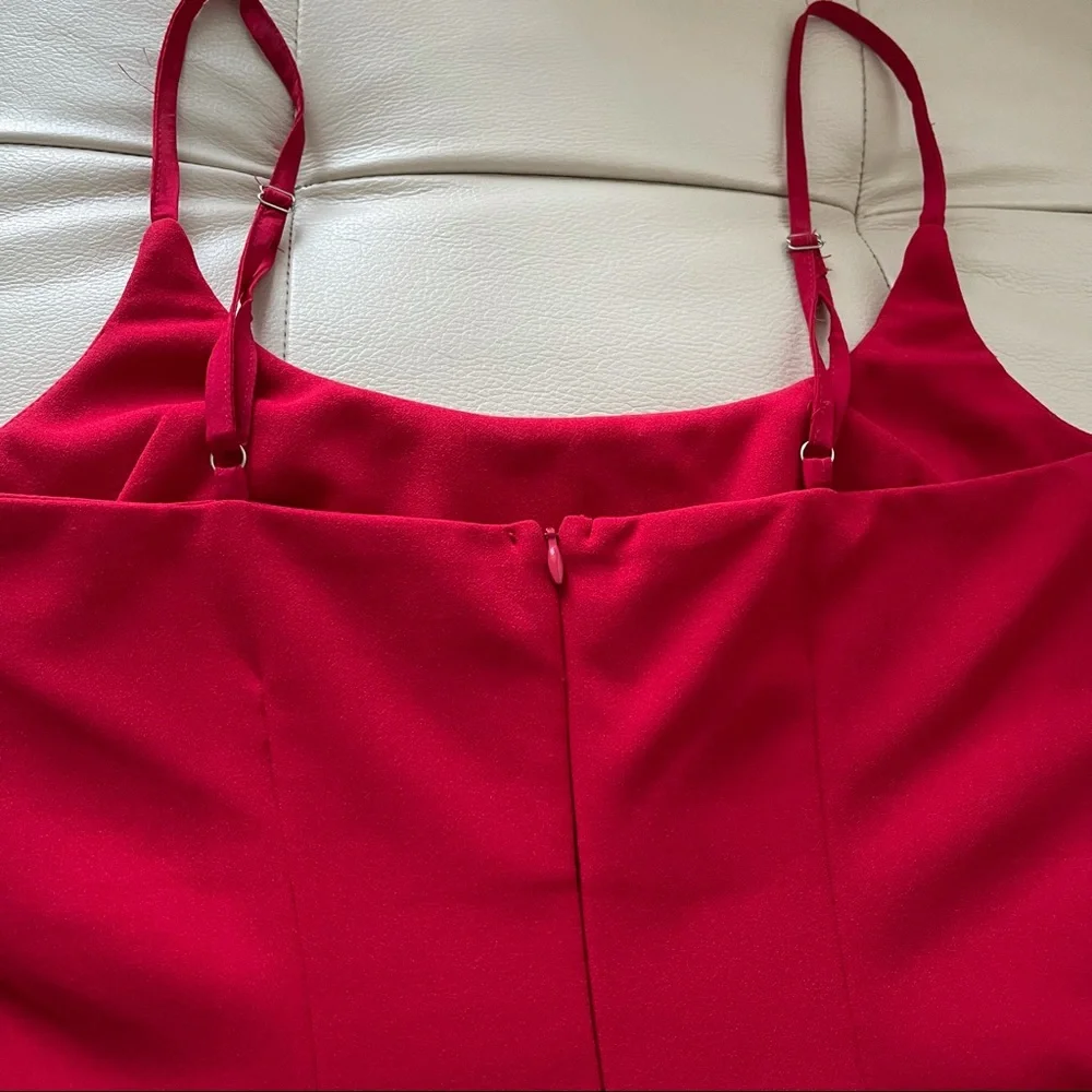 Red Dress with Ruffled Hem - Picture 6 of 7